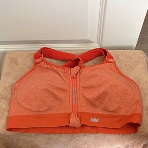 SHEFIT Front-Zip Orange Sports Bra